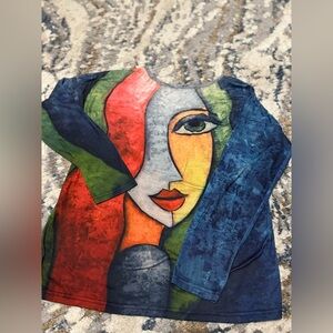 MISSLOOK Colorful Artistic Face Long Sleeve Tee